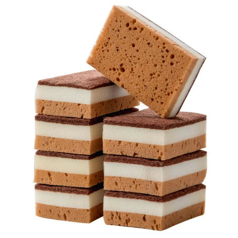 Double-sided Natural Sponges sandy fiber Scouring Pads Kitchen Pot Dishwashing Magic Rust Remover Brush Cleaning Accessories