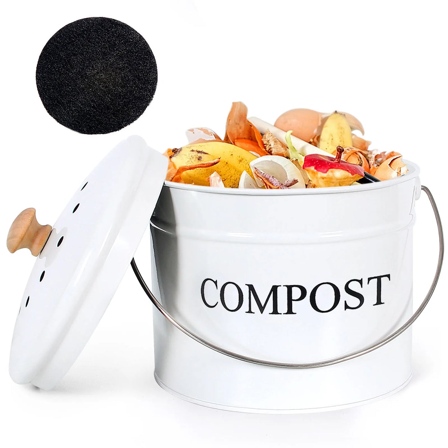1L Kitchen Compost Bin Countertop with Lid Compost Bucket Coal Filter Compost Pail Food Waste for Food Scraps Food Composter Bin