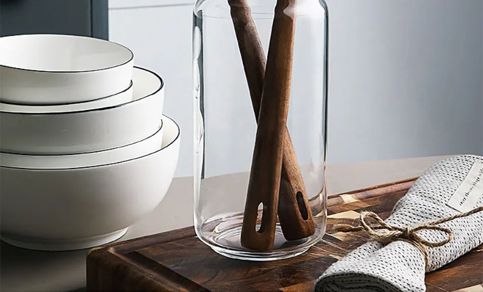 1-9pcs/set Teak natural wood tableware spoon colander spoon special nano soup skimmer cooking spoon wooden kitchen tool kit