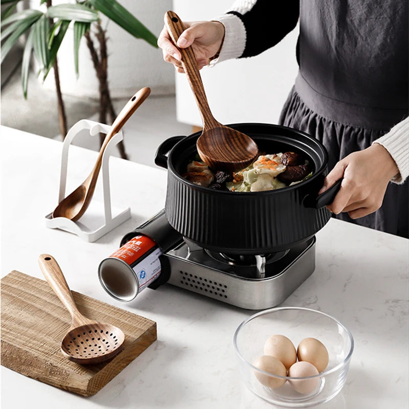 1-9pcs/set Teak natural wood tableware spoon colander spoon special nano soup skimmer cooking spoon wooden kitchen tool kit