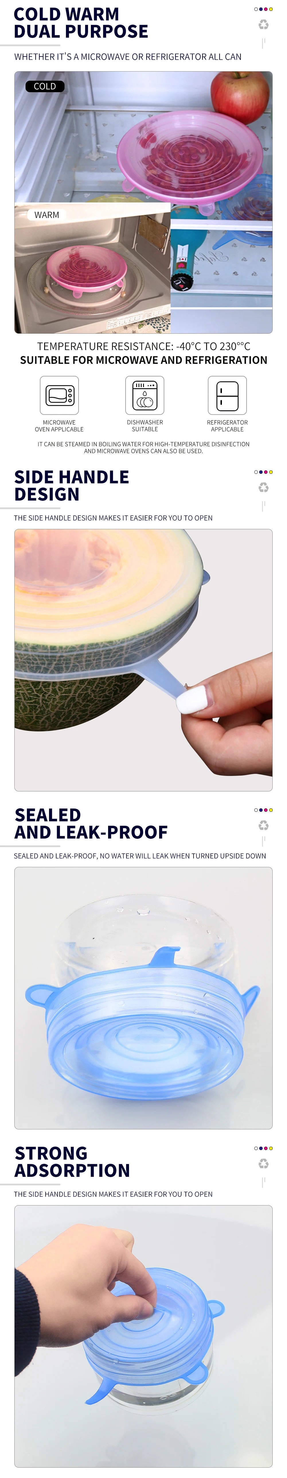 Flexible Lid Silicone Cover Food Wrap Caps Cookware Bowl Fresh Microwave Lids Stretch Silicone Covers For Kitchen Accessories