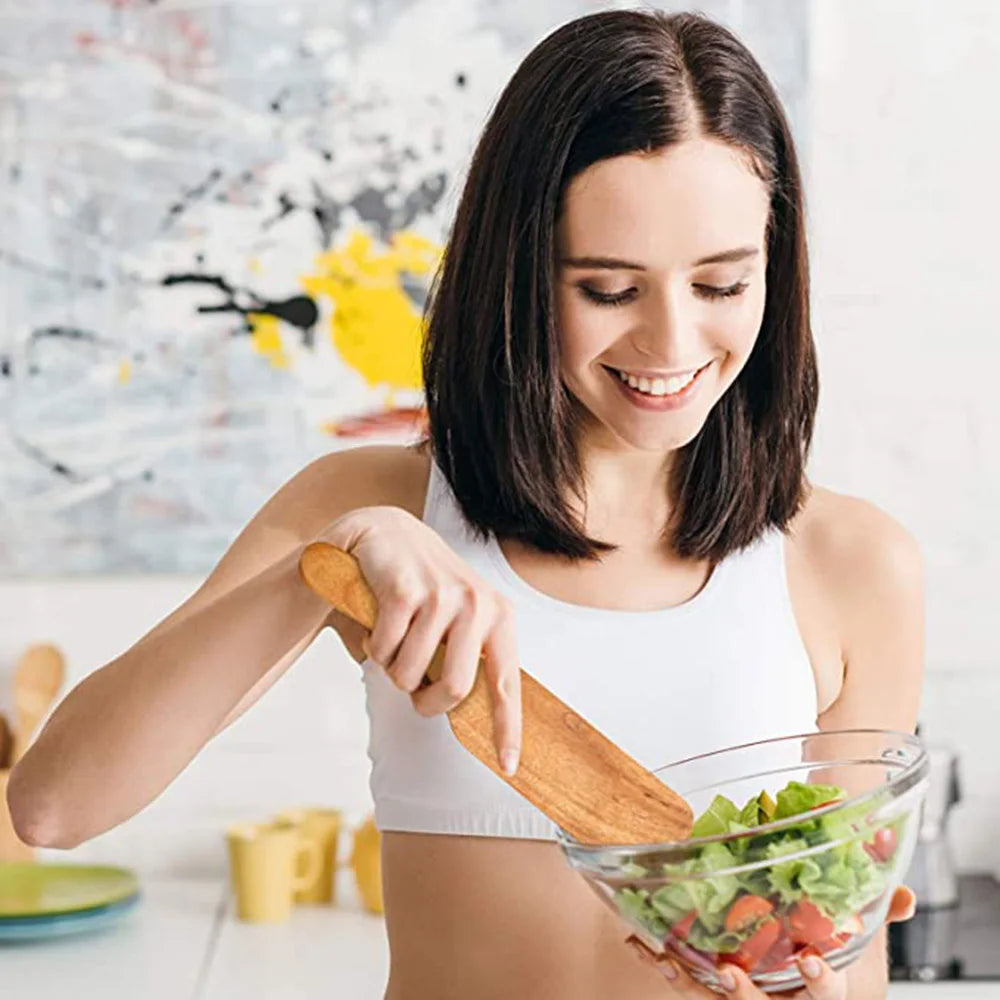 1-9pcs/set Teak natural wood tableware spoon colander spoon special nano soup skimmer cooking spoon wooden kitchen tool kit