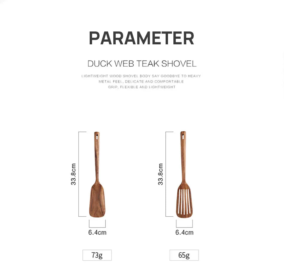 1-9pcs/set Teak natural wood tableware spoon colander spoon special nano soup skimmer cooking spoon wooden kitchen tool kit