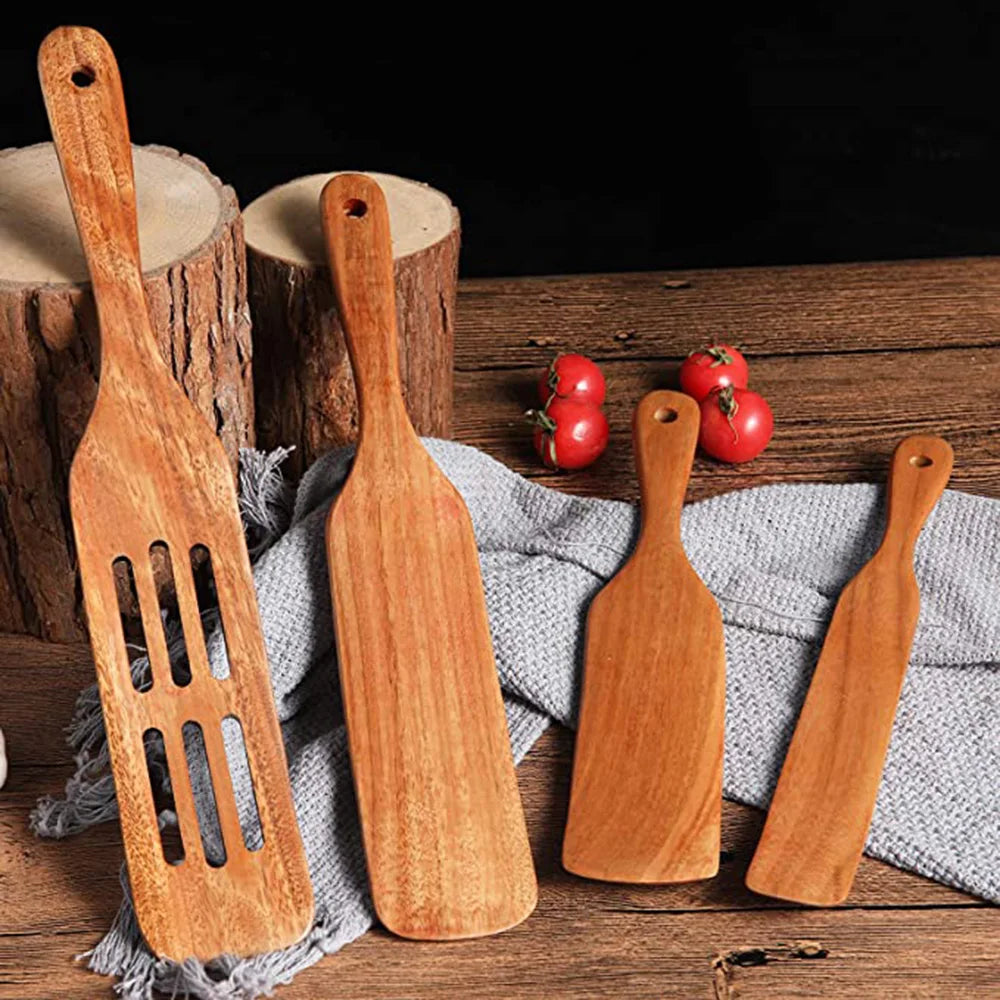 1-9pcs/set Teak natural wood tableware spoon colander spoon special nano soup skimmer cooking spoon wooden kitchen tool kit