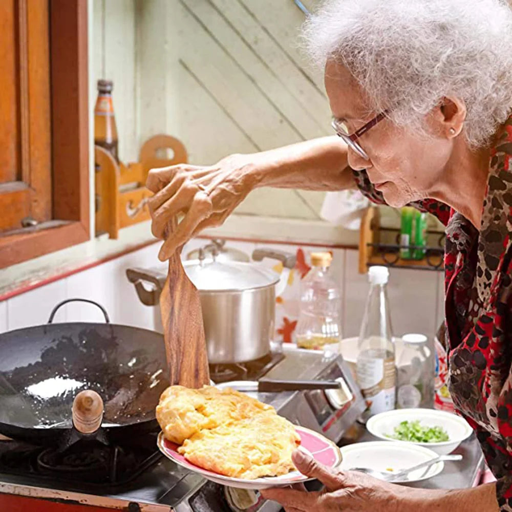 1-9pcs/set Teak natural wood tableware spoon colander spoon special nano soup skimmer cooking spoon wooden kitchen tool kit