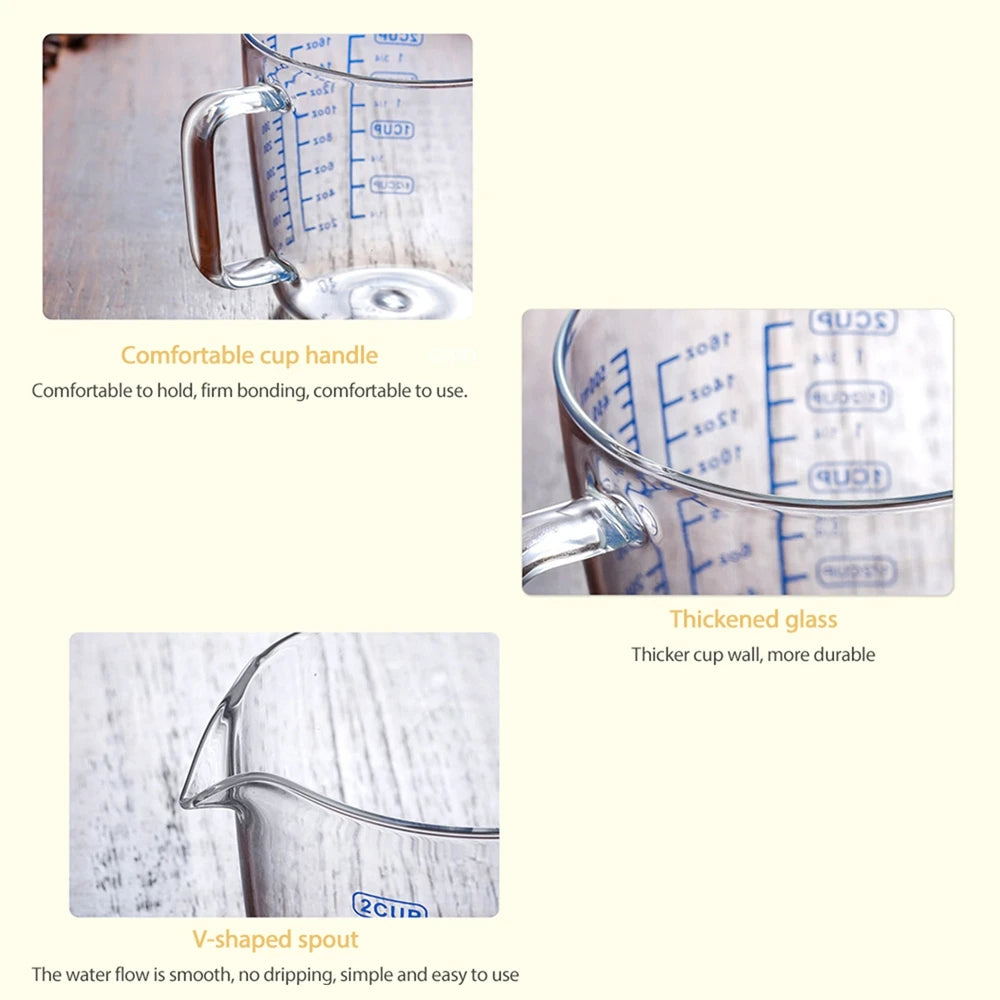 High Borosilicate Measuring Glass Cup Liquid Scale Measurement With Scale Microwave Oven Available Kitchen Baking Glass Cup