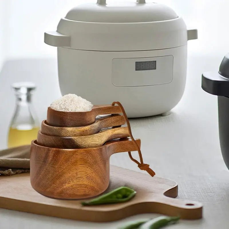 Wood Measuring Cups And Spoons Set Farmhouse Wooden Coffee Scoop Coffee Beans Sugar Salt Seasoning Scoop Honey Measuring