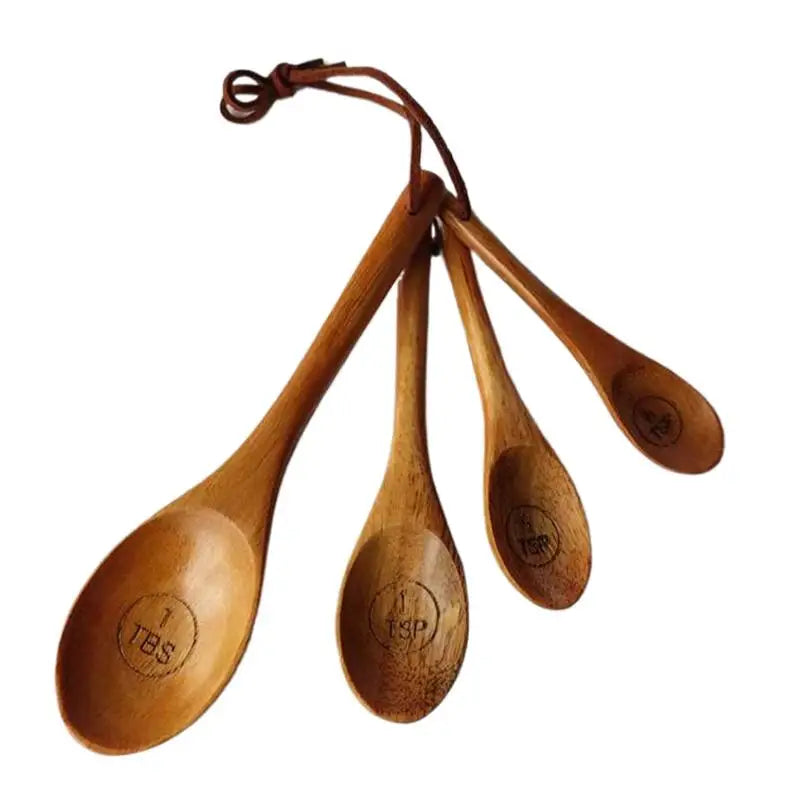 Wood Measuring Cups And Spoons Set Farmhouse Wooden Coffee Scoop Coffee Beans Sugar Salt Seasoning Scoop Honey Measuring