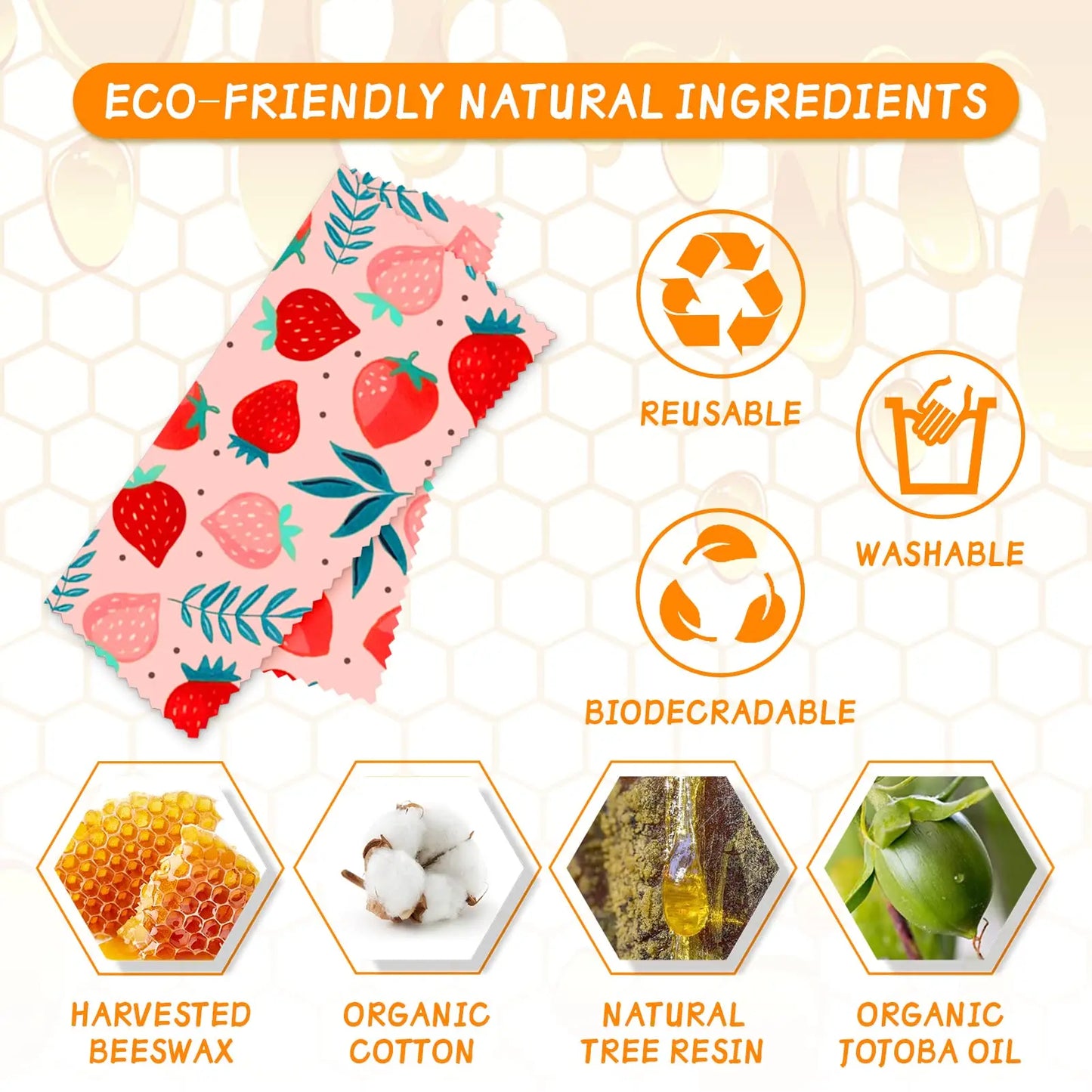 Reusable Beeswax Wrap Eco-Friendly Beeswax Food Wraps Zero Waste Bread Sandwich Food Wrap Organic Plastic-Free Food Storage