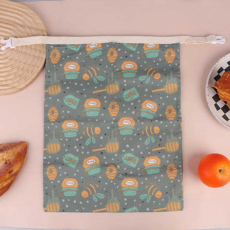 Beeswax Linen Bread Bag For Homemade Bread Eco Friendly Food Storage Bags Reusable Bread Bags