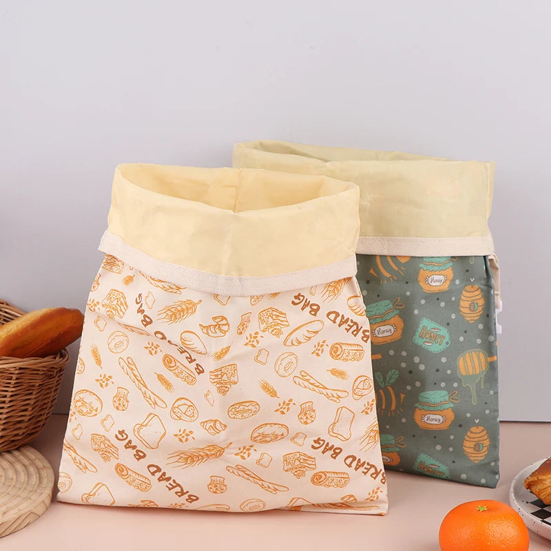 Beeswax Linen Bread Bag For Homemade Bread Eco Friendly Food Storage Bags Reusable Bread Bags