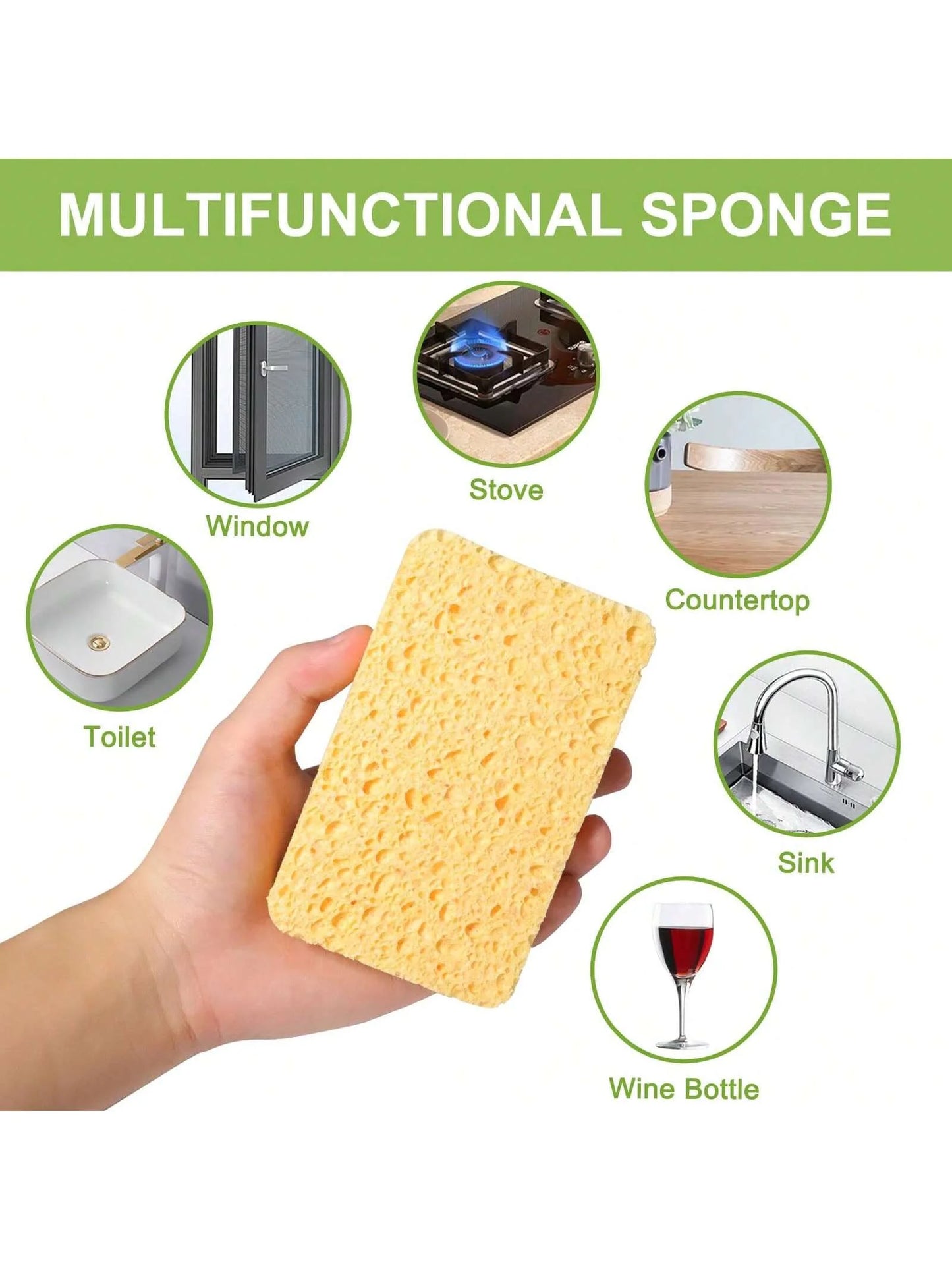 Biodegradable compostable cellulose and coconut scrubbing sponge -6 eco-friendly sponge tableware pieces