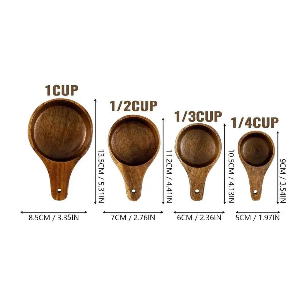 Wood Measuring Cups And Spoons Set Farmhouse Wooden Coffee Scoop Coffee Beans Sugar Salt Seasoning Scoop Honey Measuring