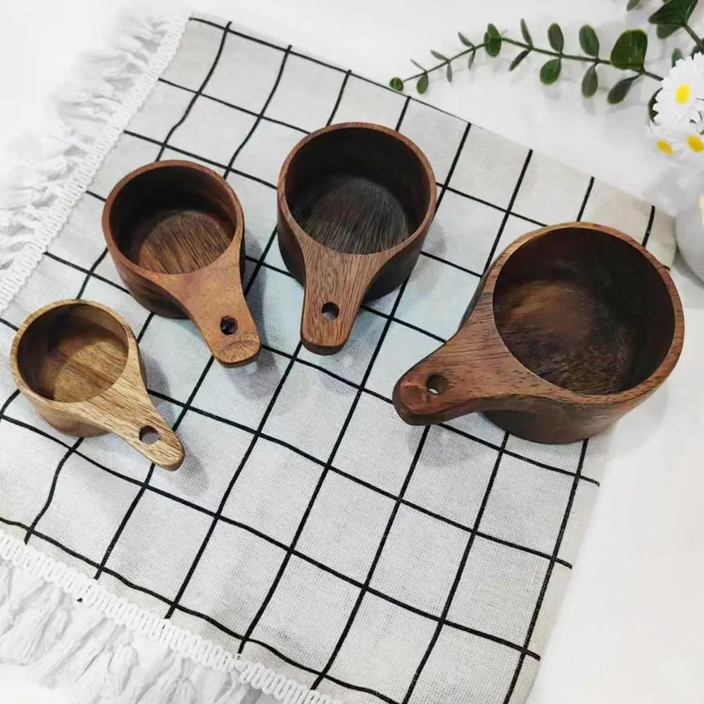 Wood Measuring Cups And Spoons Set Farmhouse Wooden Coffee Scoop Coffee Beans Sugar Salt Seasoning Scoop Honey Measuring