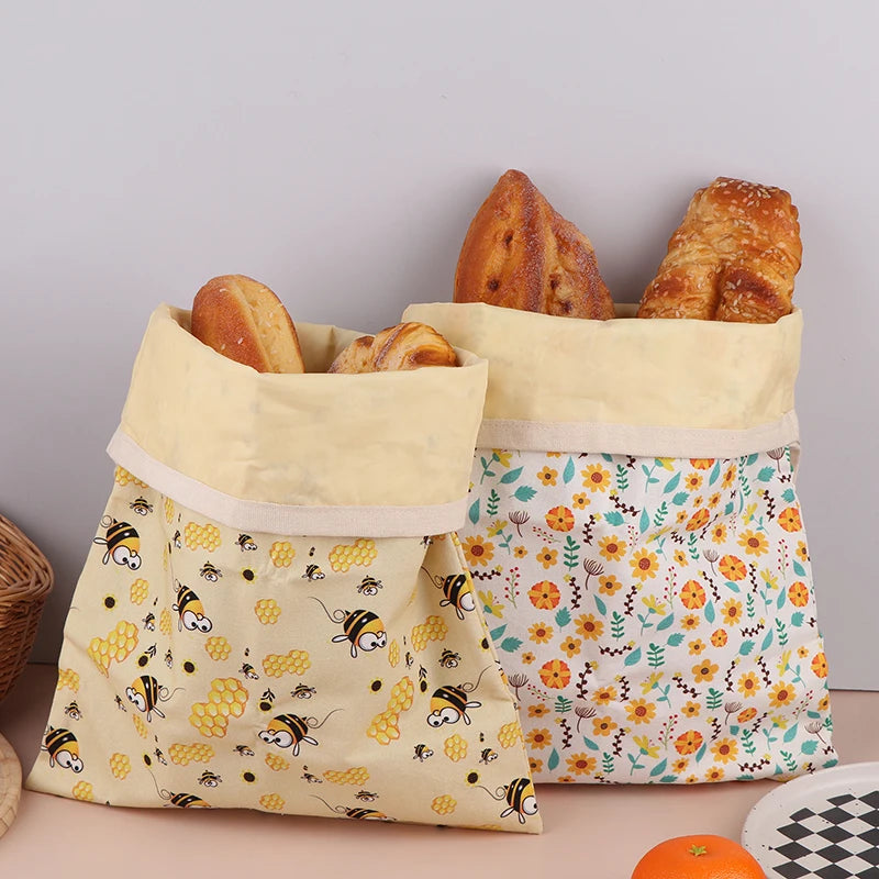 Beeswax Linen Bread Bag For Homemade Bread Eco Friendly Food Storage Bags Reusable Bread Bags