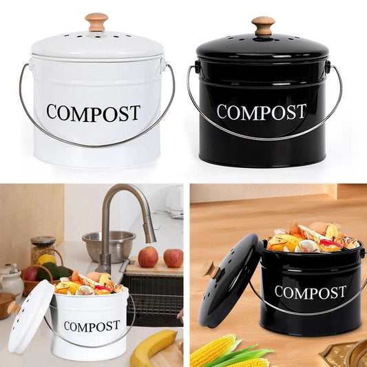 1L Kitchen Compost Bin Countertop with Lid Compost Bucket Coal Filter Compost Pail Food Waste for Food Scraps Food Composter Bin